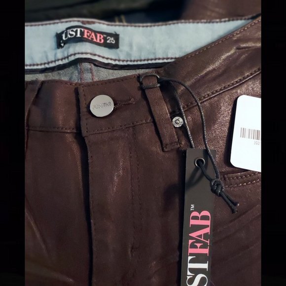 Burgundy/Oxblood Coated Skinny Jeans by Justfab in Black, Size 0, Size 25, NWT - Picture 4 of 6